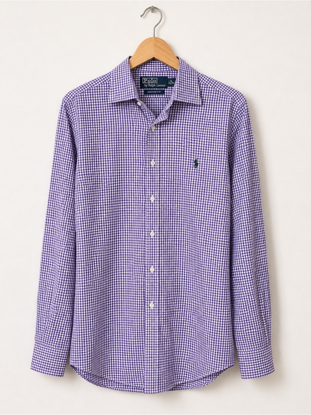 Polo by Ralph Lauren Custom Fit Lavender Purple Gingham Button Down Dress Shirt